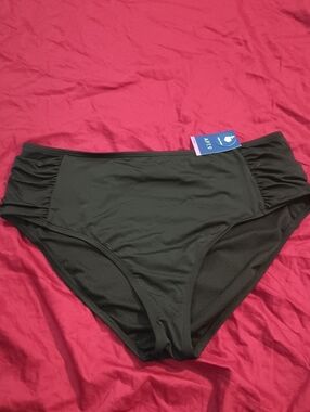 Apt. 9 Black High-Waist Bikini Bottoms Side Ruchinge Size Woman's XXL New NWT